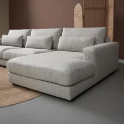 Hoekbank Lusaro lichtgrijs chaise longue rechts