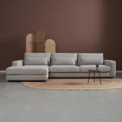 Hoekbank Lusaro lichtgrijs chaise longue links