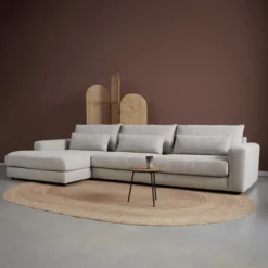 Hoekbank Lusaro lichtgrijs chaise longue links