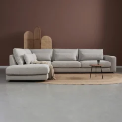 Hoekbank Lusaro lichtgrijs ottoman links