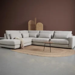 Hoekbank Lusaro lichtgrijs ottoman links