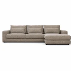 Hoekbank Lusaro taupe chaise longue rechts