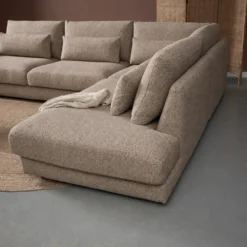 Hoekbank Lusaro taupe ottoman rechts