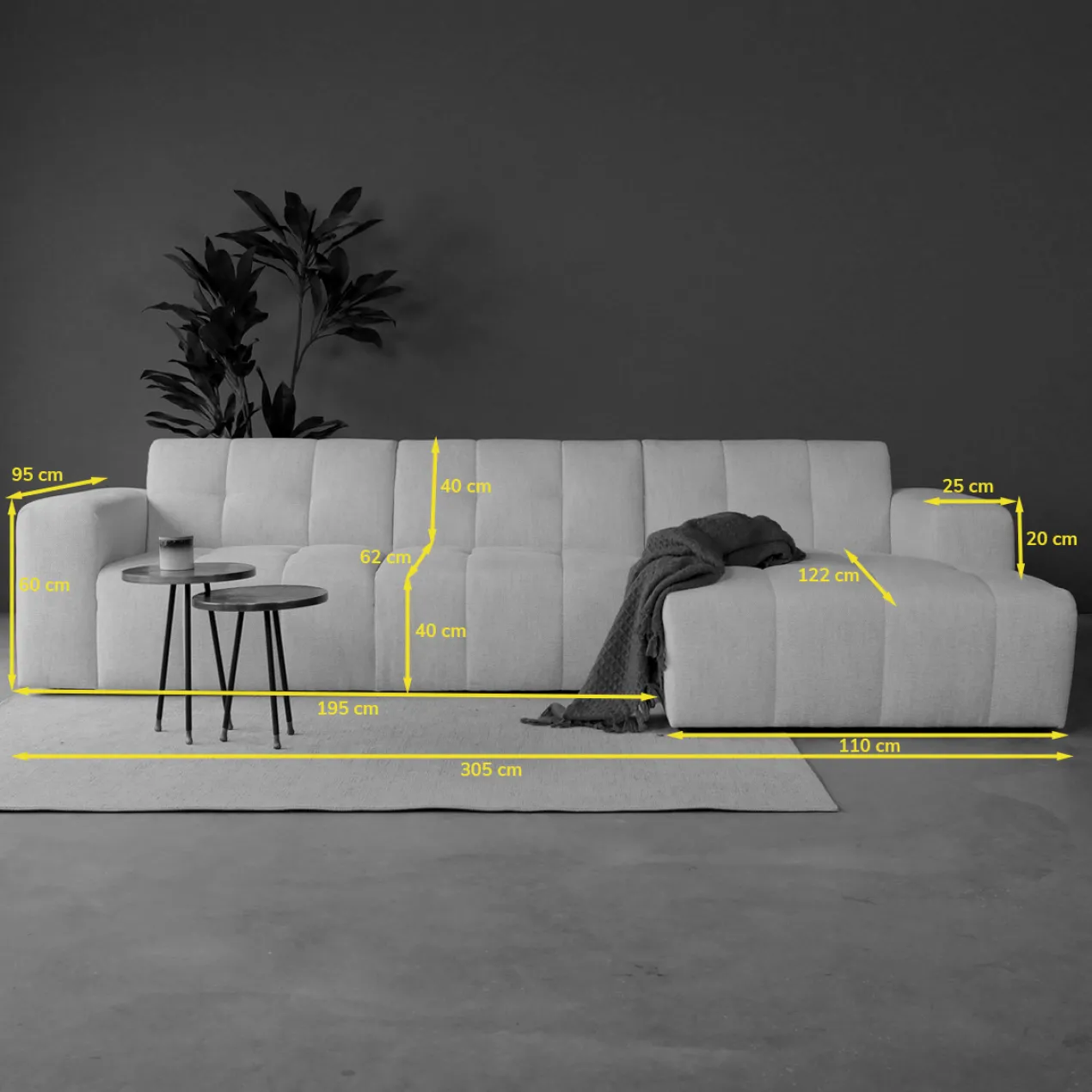 Hoekbank Nova off-white chaise longue links