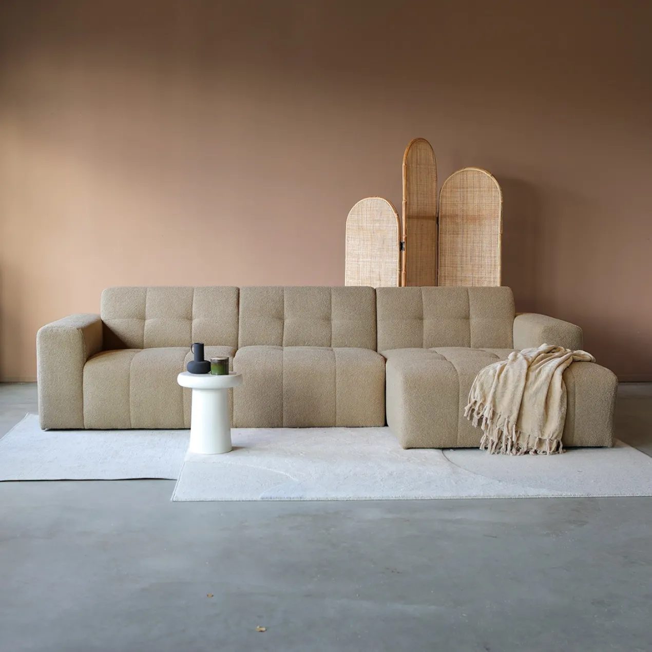 Hoekbank Nova Taupe Chaise Longue Rechts