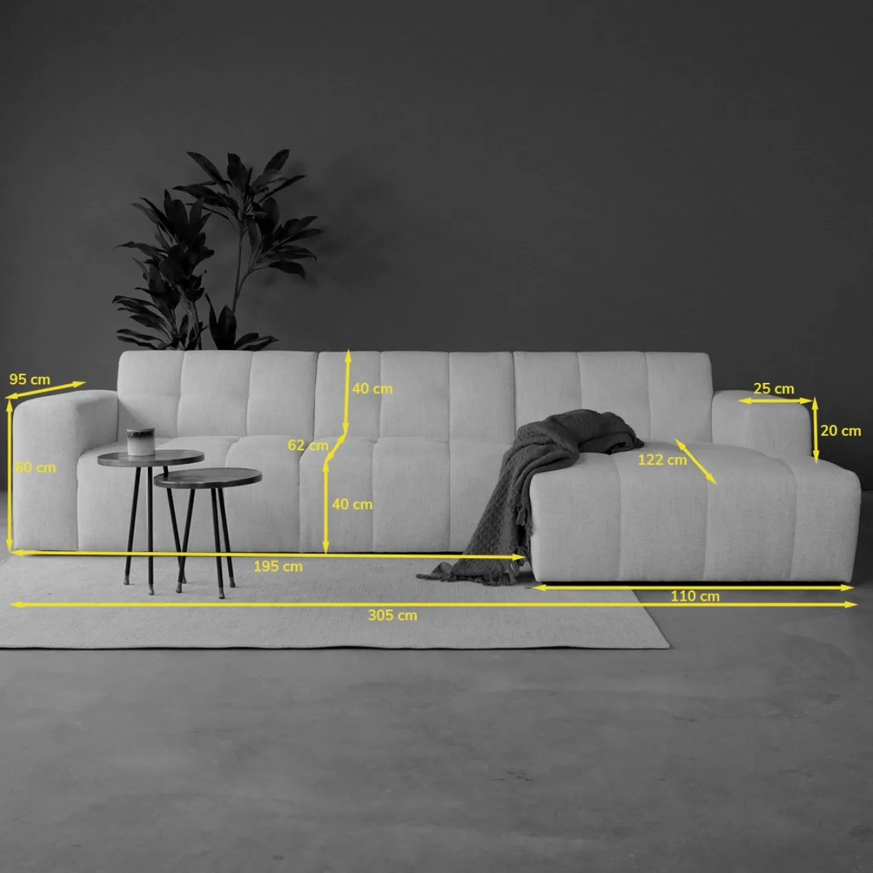 Hoekbank Nova Taupe Chaise Longue Rechts