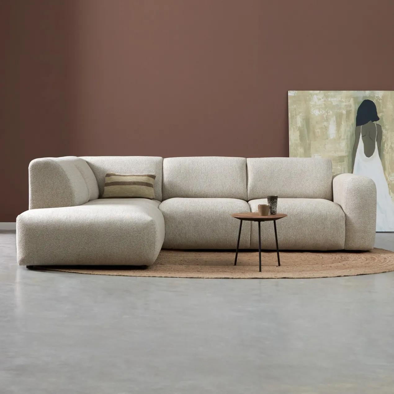 Hoekbank Riva Beige Ottoman Links