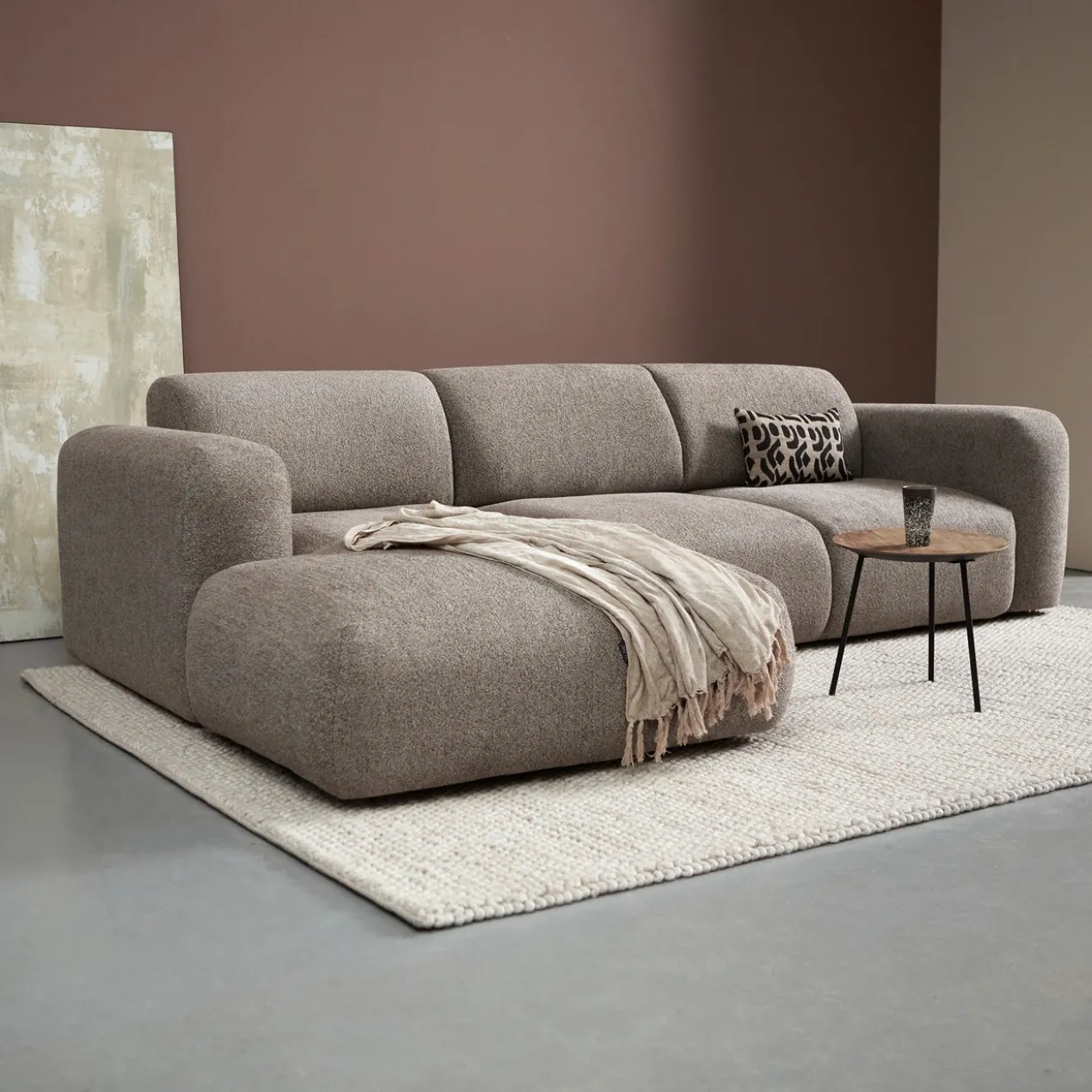 Hoekbank Riva Bruin Chaise Longue Links
