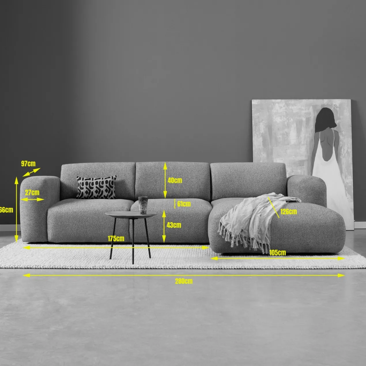 Hoekbank Riva Bruin Chaise Longue Rechts