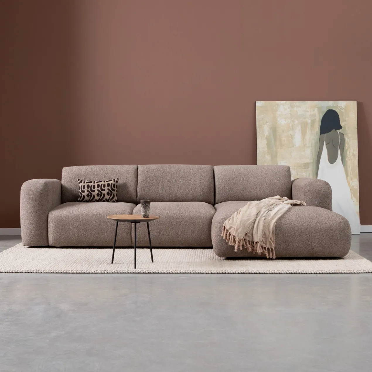 Hoekbank Riva Bruin Chaise Longue Rechts