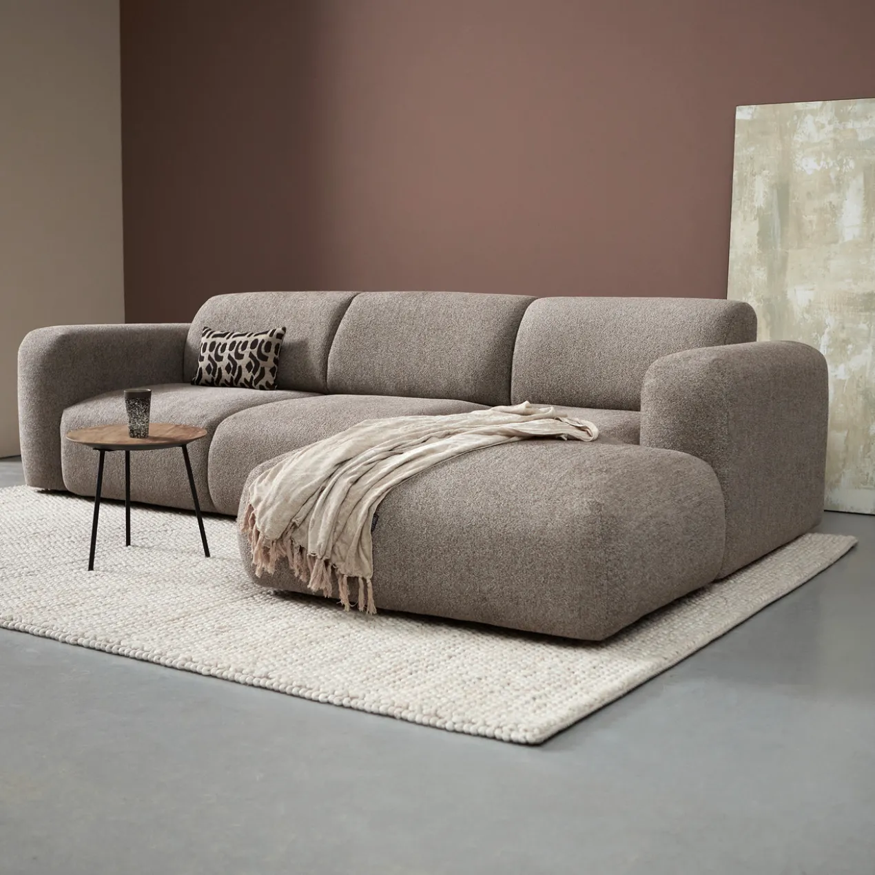 Hoekbank Riva Bruin Chaise Longue Rechts