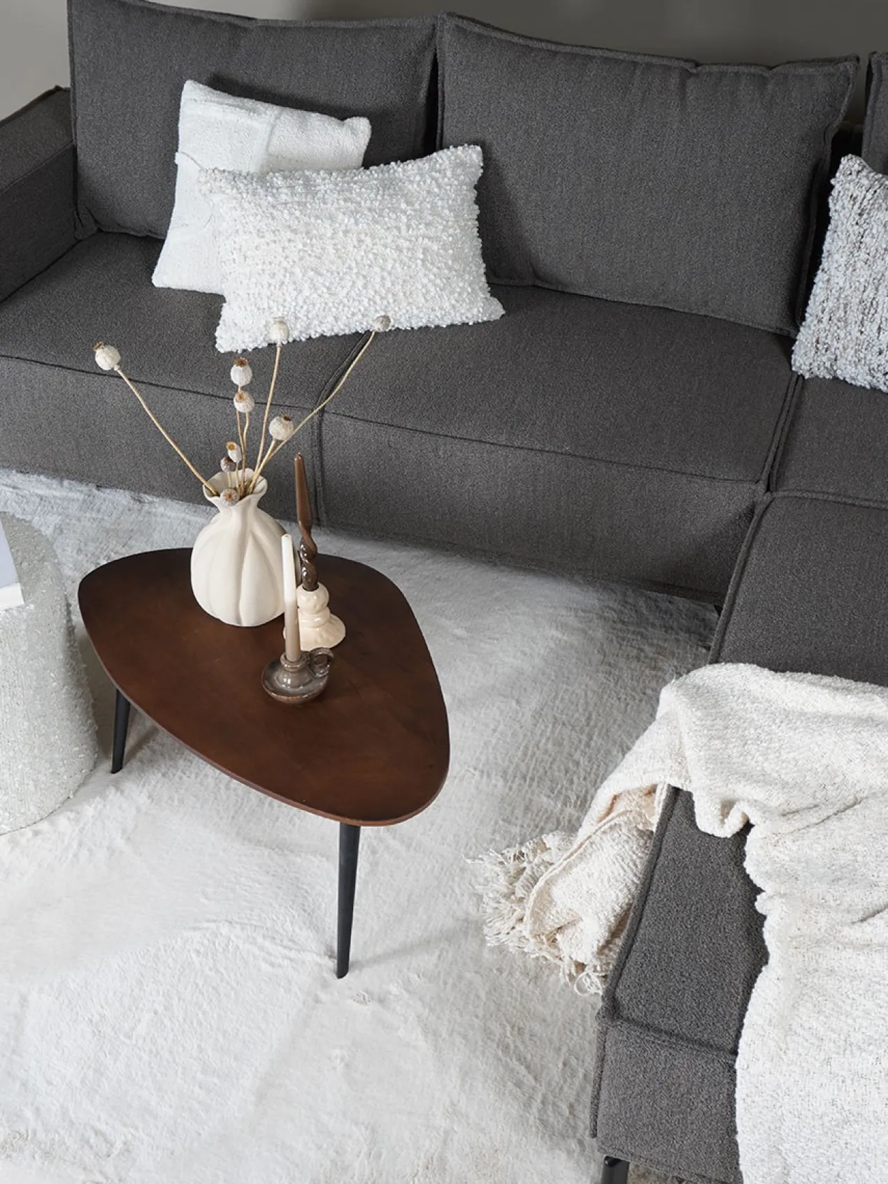 Hoekbank Ron boucle brown rechts