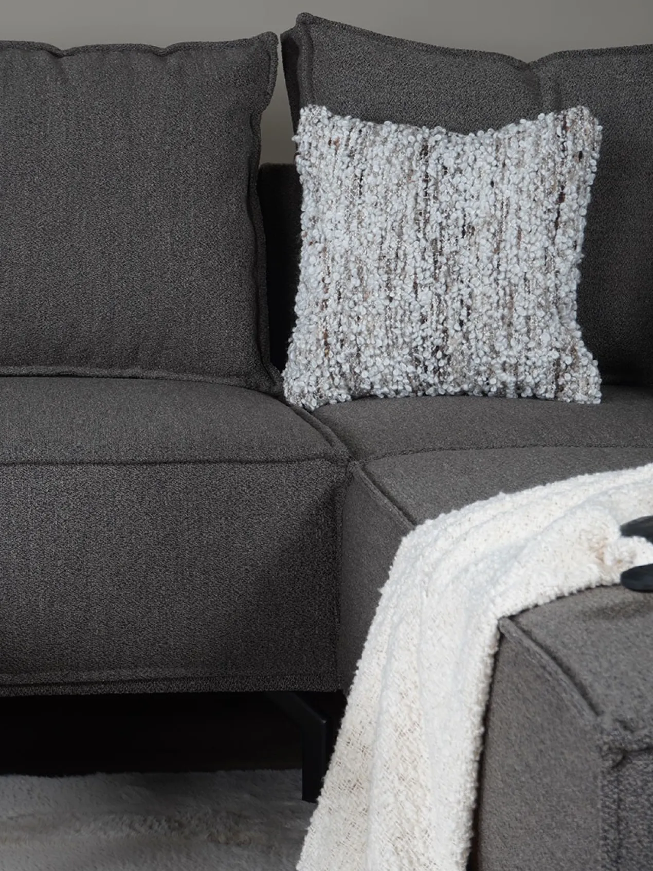 Hoekbank Ron boucle brown rechts