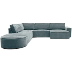 Hoekbank Segment inclusief hockers be cotton denim links