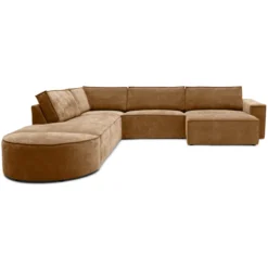 Hoekbank Segment met hockers be cotton ocher links