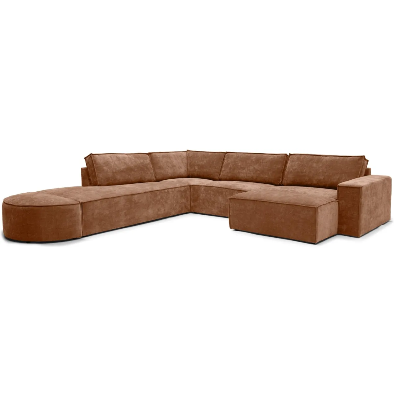 Hoekbank Segment met hockers be cotton copper links