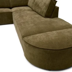 Hoekbank Segment met hockers be cotton green rechts