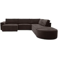 Hoekbank Segment met hockers be cotton brown rechts