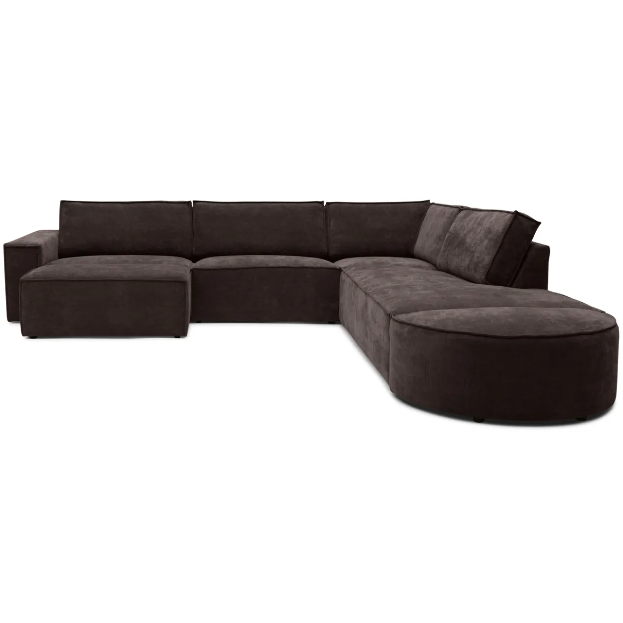 Hoekbank Segment met hockers be cotton brown rechts