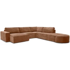 Hoekbank Segment met hockers be cotton copper rechts