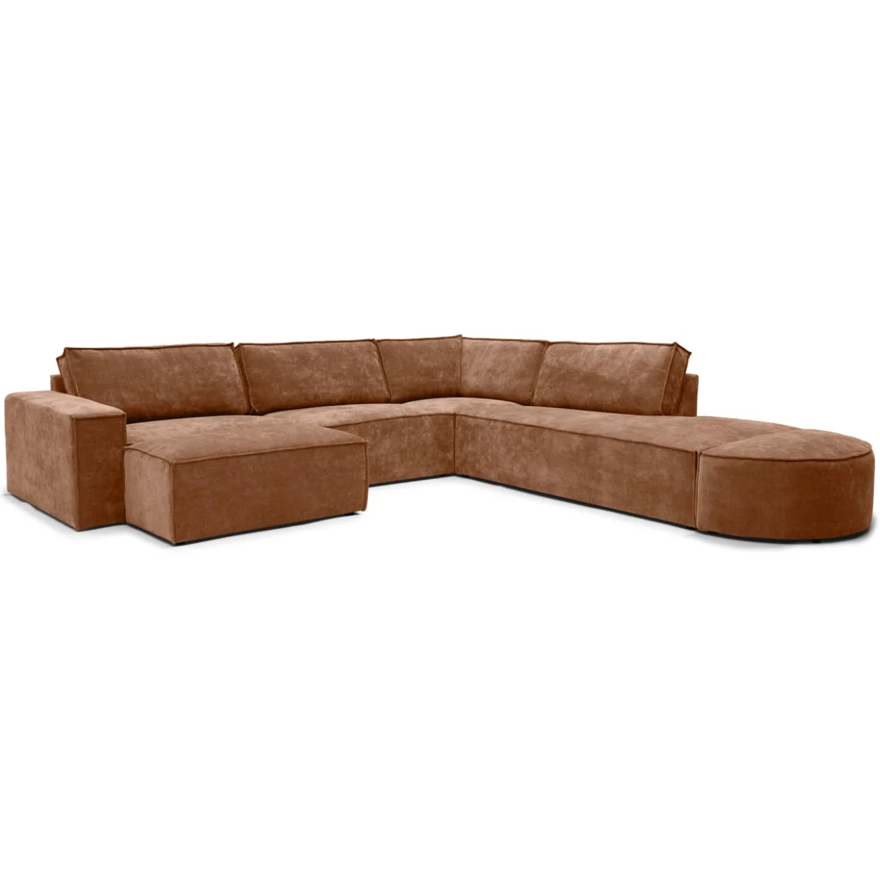 Hoekbank Segment met hockers be cotton copper rechts