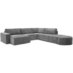 Hoekbank Segment met hockers be cotton grey rechts