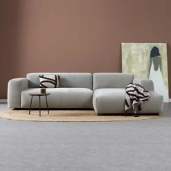 Hoekbank Silvano lichtgrijs chaise longue rechts