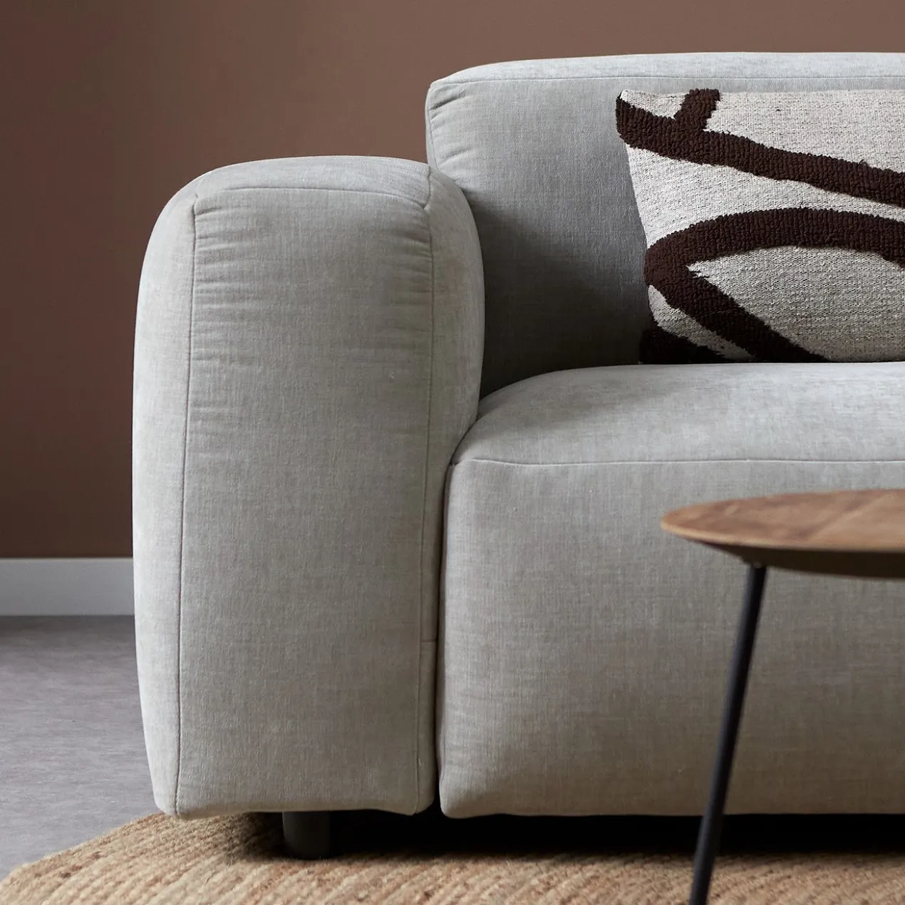 Hoekbank Silvano lichtgrijs chaise longue rechts