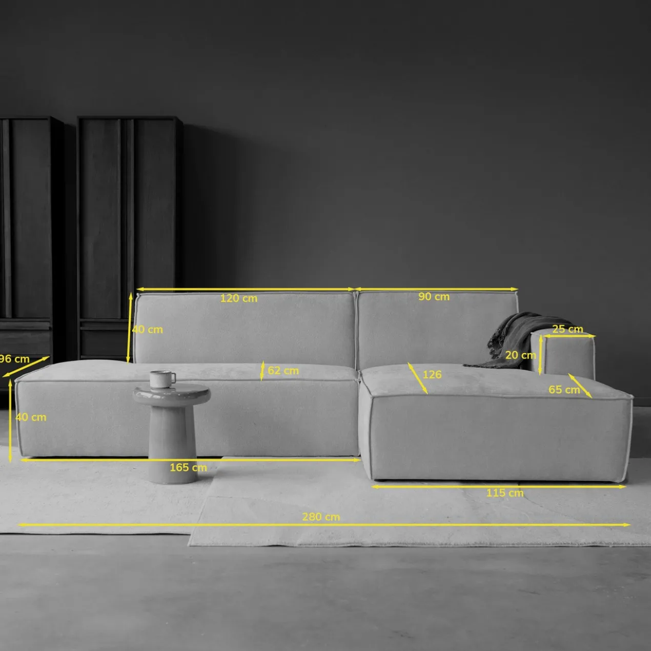 Hoekbank Sorello off-white chaise longue rechts