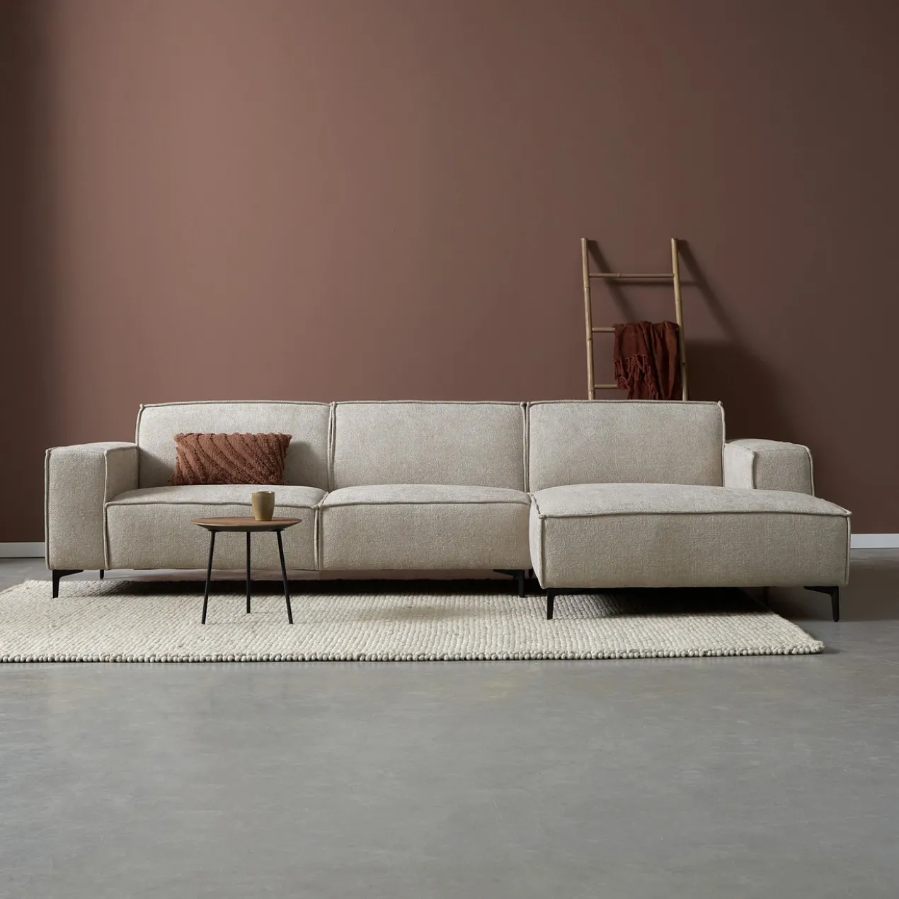 Hoekbank Valora beige chaise longue rechts