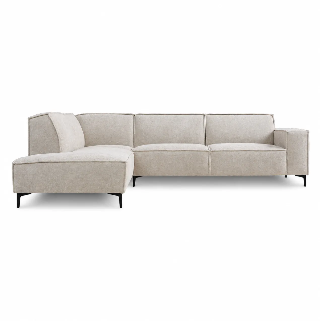 Hoekbank Valora beige ottoman links