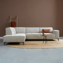 Hoekbank Valora beige ottoman links