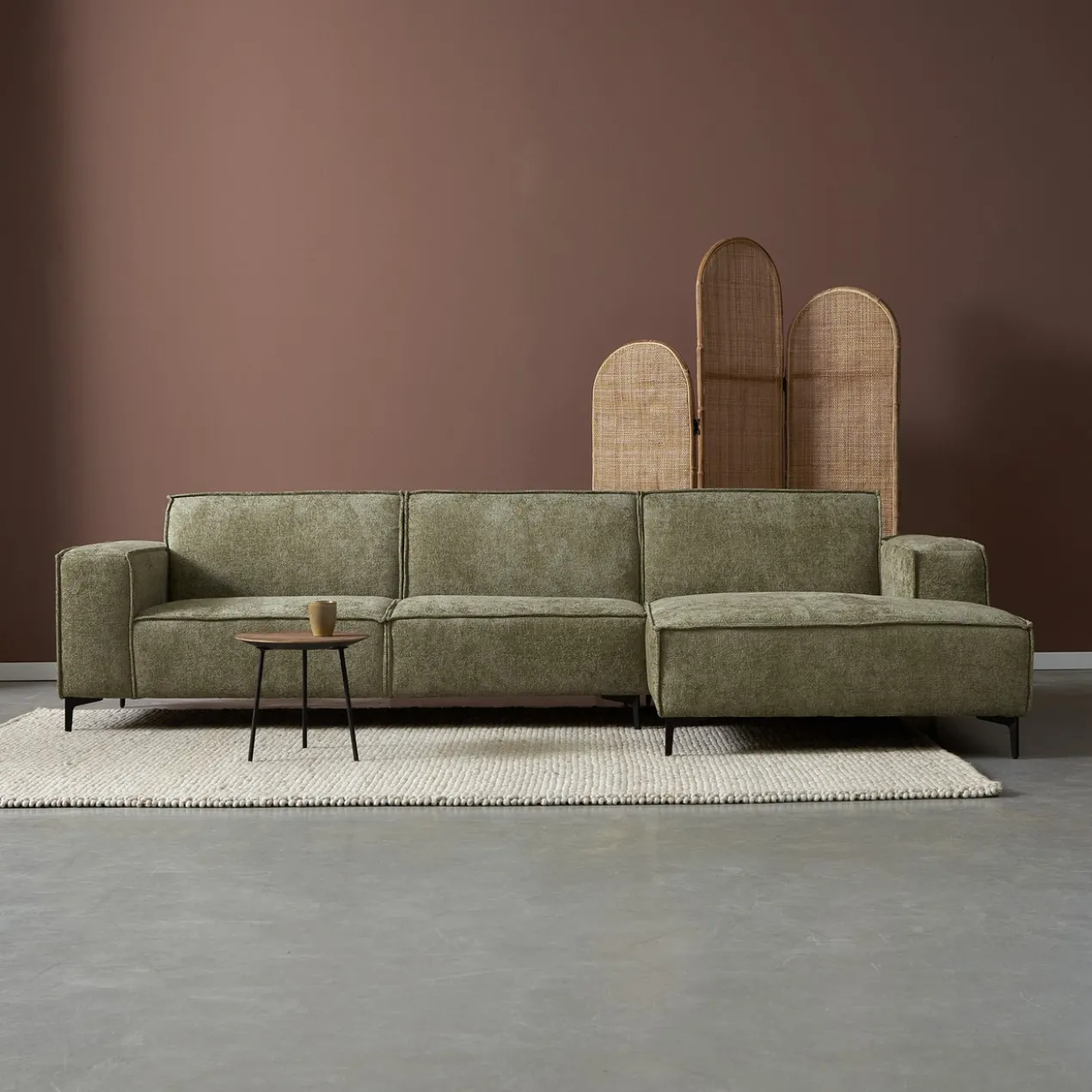 Hoekbank Valora groen chaise longue rechts