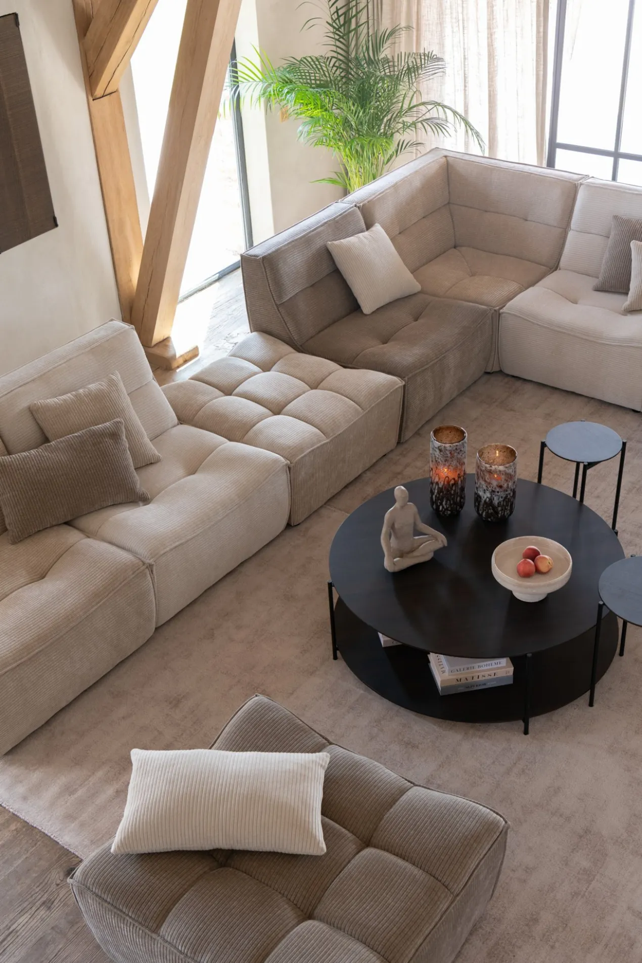 Hoekelement Grid Beige