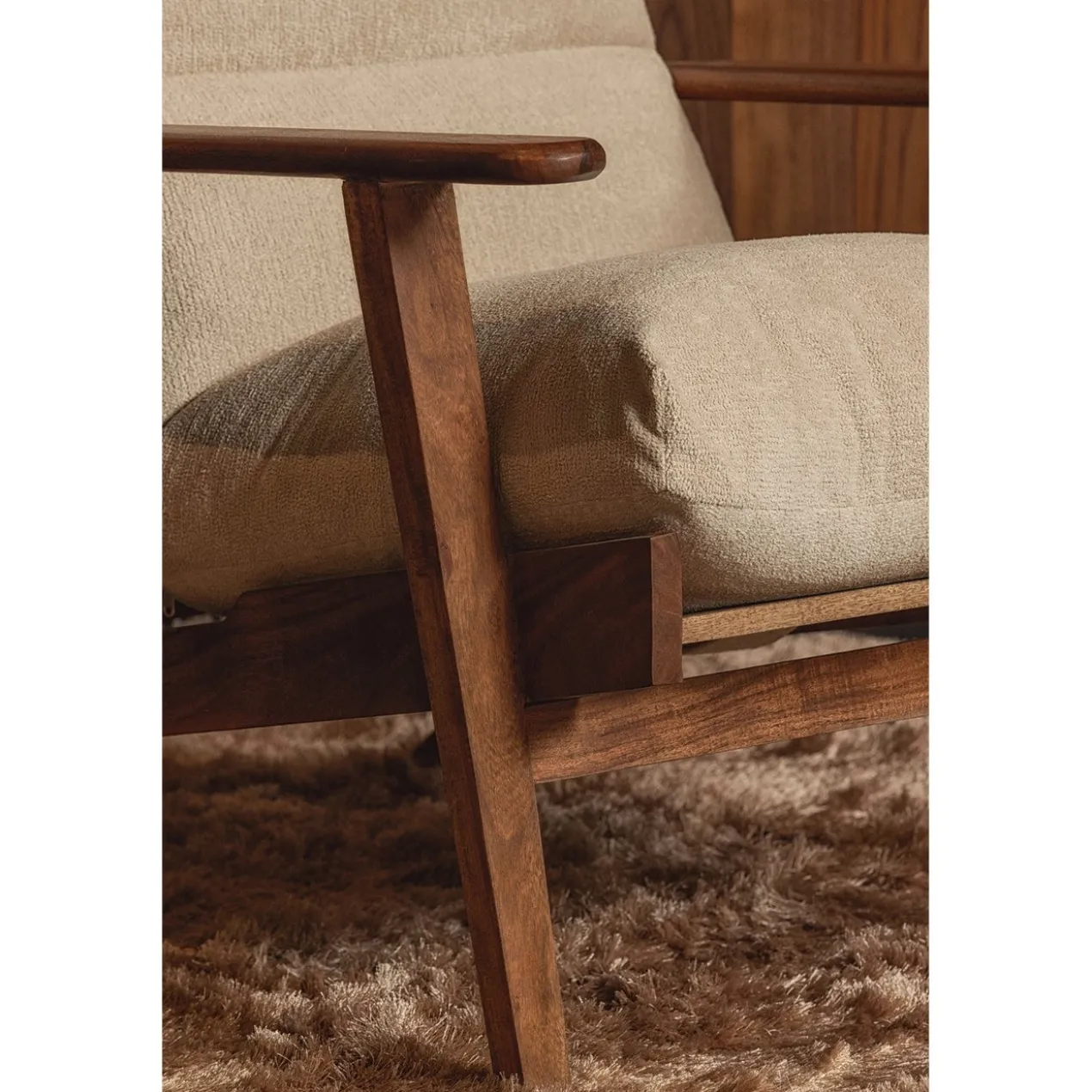 Houston fauteuil boucle/hout naturel