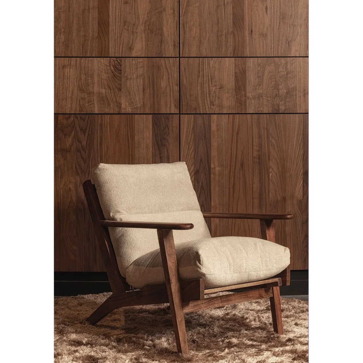 Houston fauteuil boucle/hout naturel