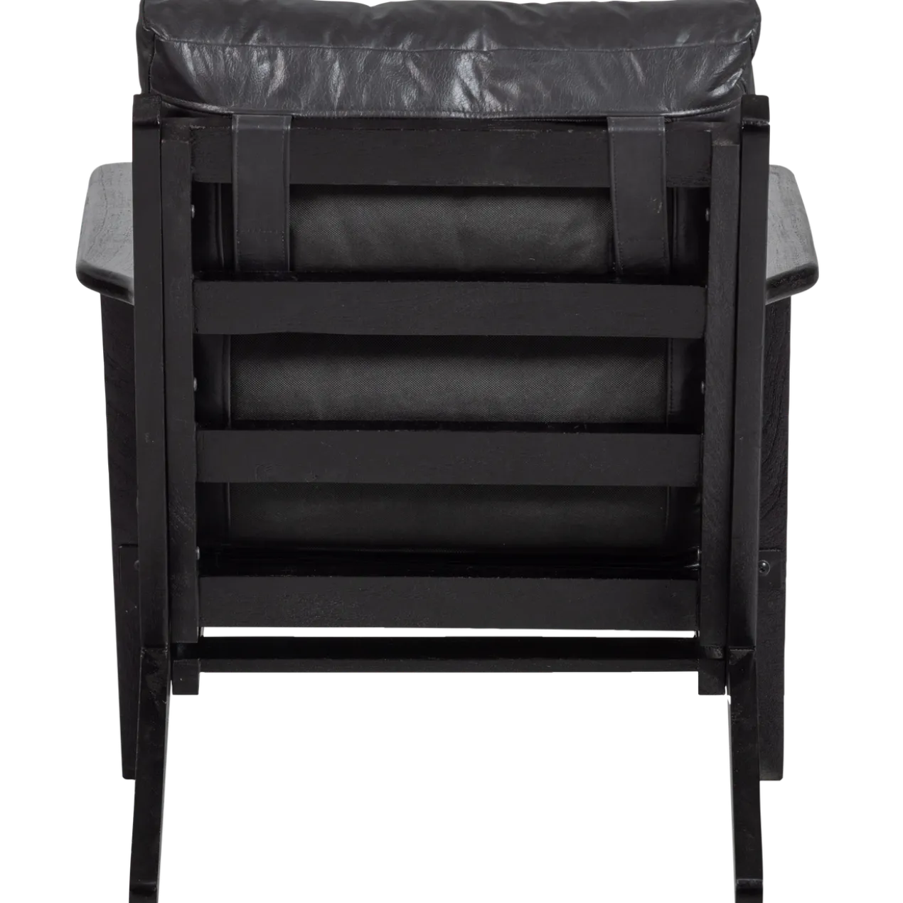 Houston fauteuil leer/hout zwart