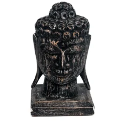 Houten beeld Buddha hoofd zwart
