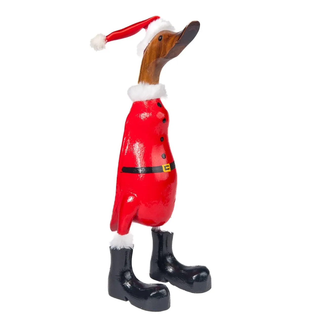 Houten eend kerstman