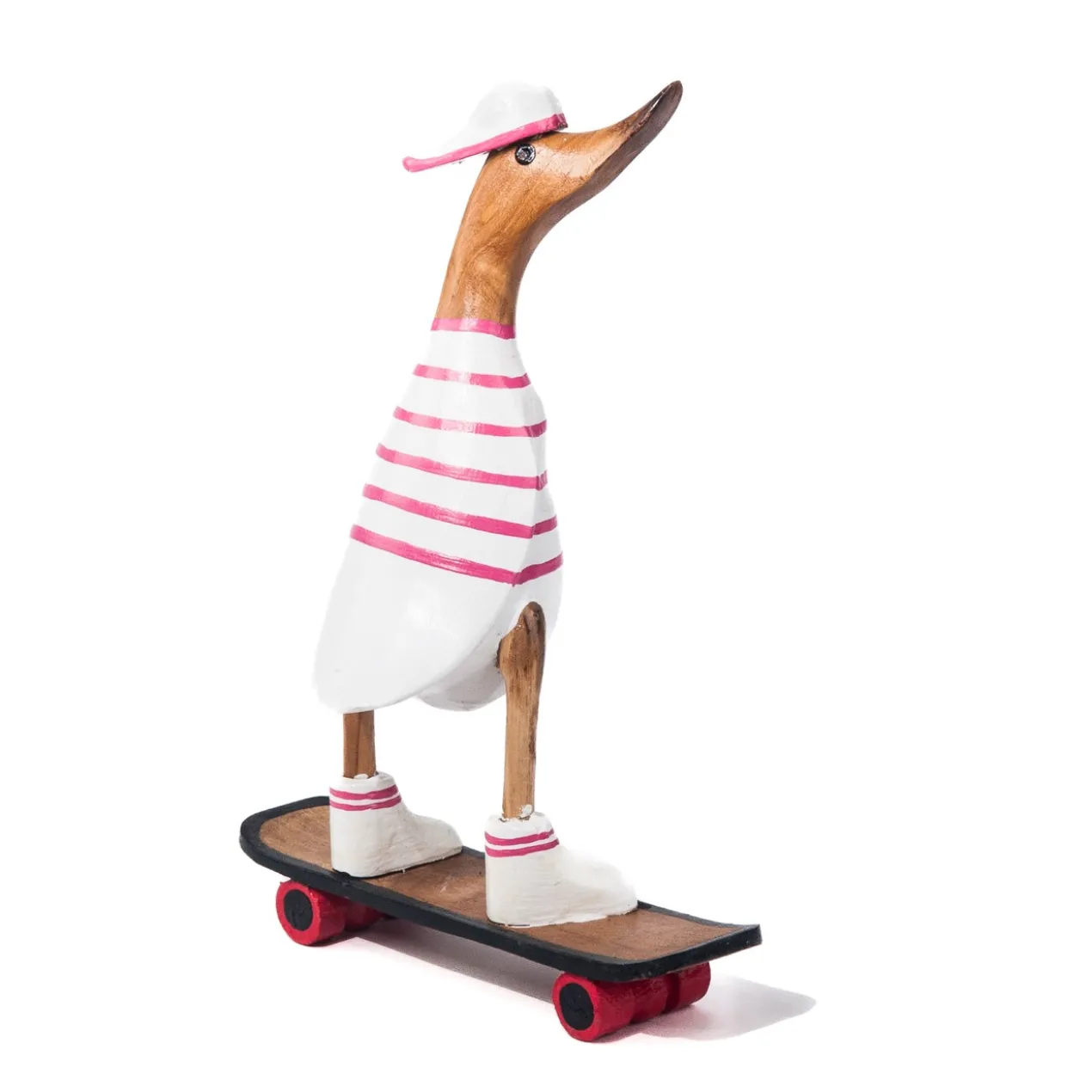 Houten eend skateboard roze