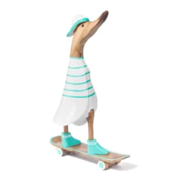 Houten eend skateboard turquoise