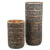 Houten handgesneden vaas Tribal natural/zwart Large
