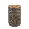 Houten handgesneden vaas Tribal natural/zwart Medium