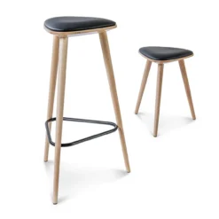 Houten krukje Finn whitewash met zitkussen - 49 cm