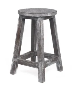 Houten krukje grijs whitewash