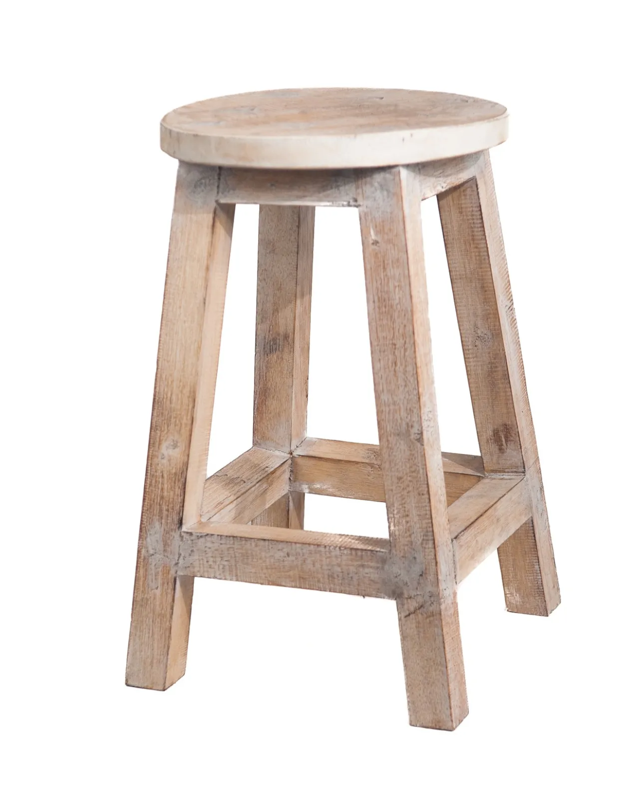 Houten krukje naturel whitewash