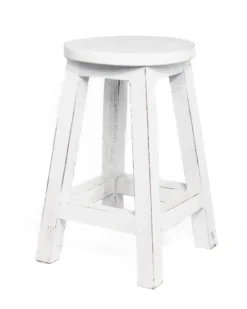 Houten krukje wit whitewash