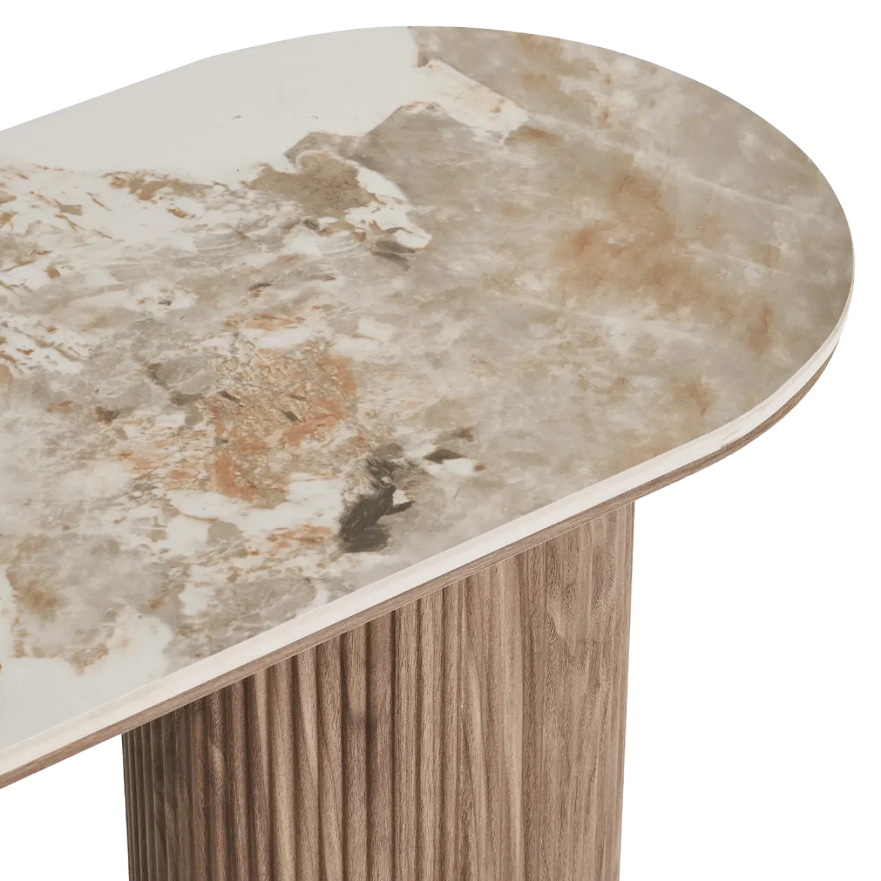 Houten sidetable Ronda met keramiek blad - 120x78 cm
