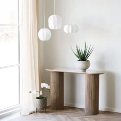 Houten sidetable Ronda met keramiek blad - 120x78 cm