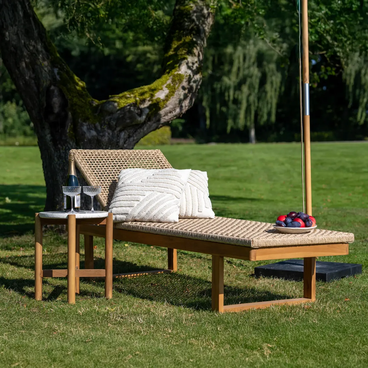Houten tuin loungestoel Elodie Naturel